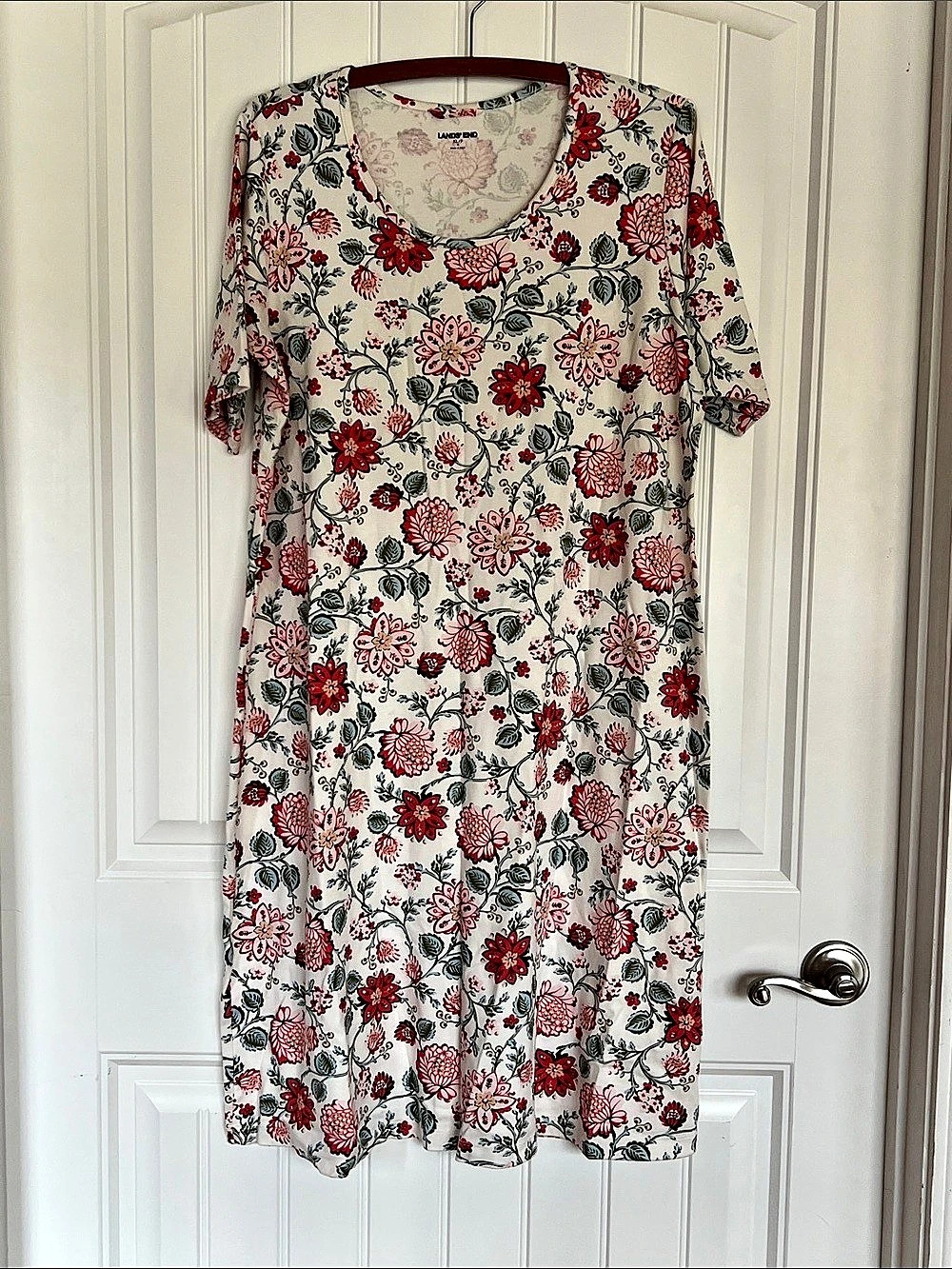 Lands' End Floral Midi Dress Size XL (18) 100% Cotton